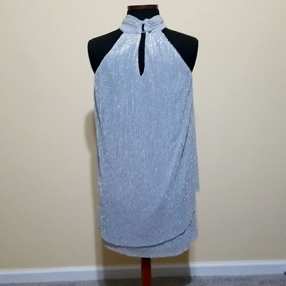 London Time Silver Metallic Dress size 4 - Picture 5 of 6